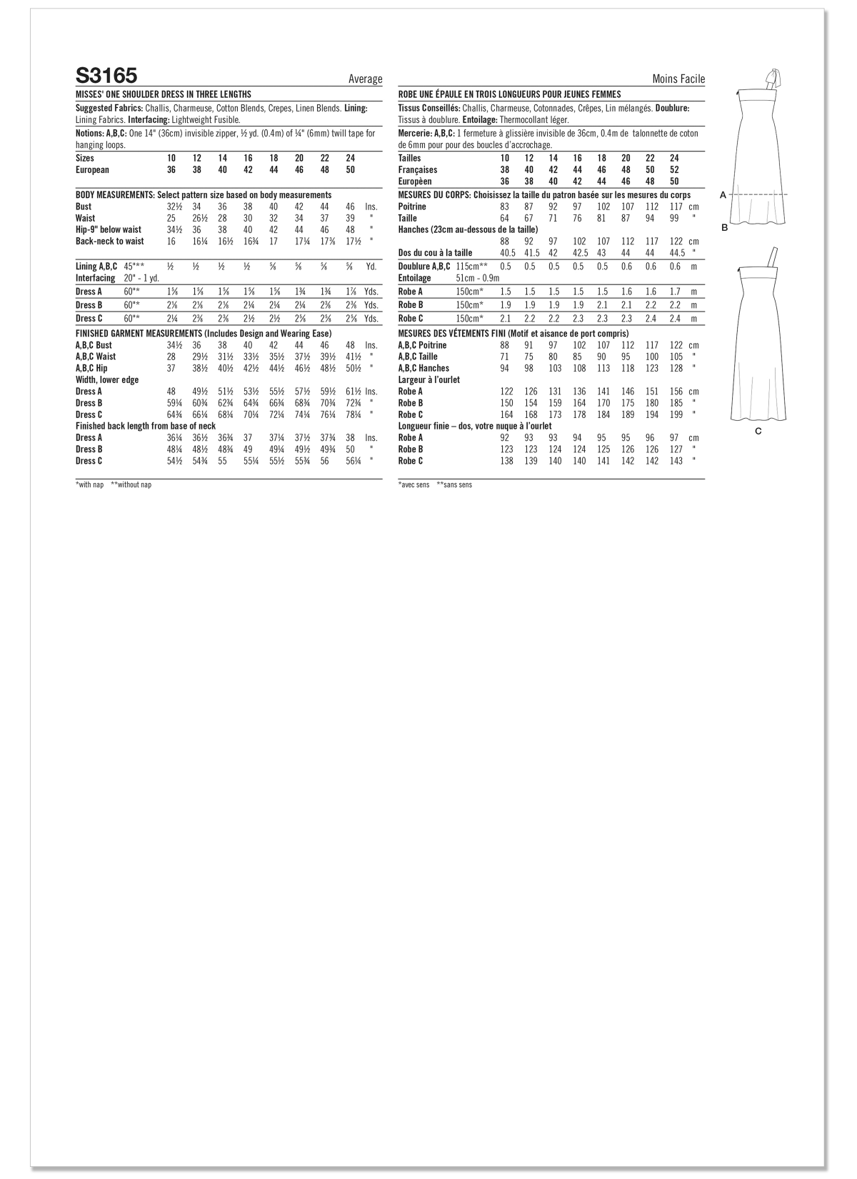 Simplicity Sewing Pattern S3165 Misses' One Shoulder Dress in Three Lengths