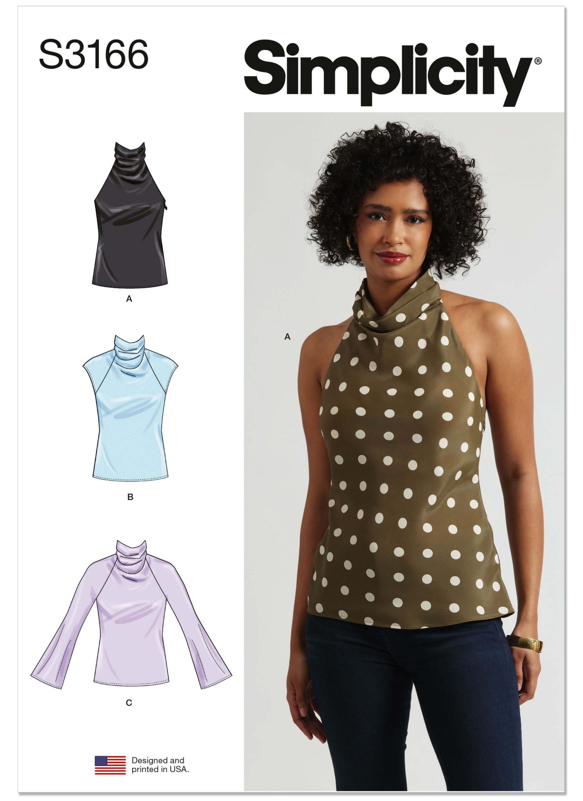 Simplicity Sewing Pattern S3166 Misses' Cowl Neck Top with Sleeve Variations