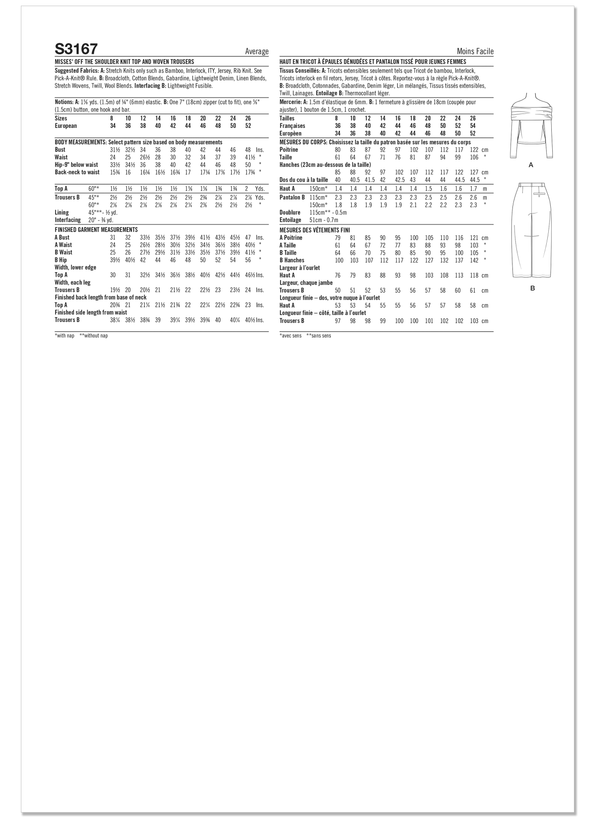 Simplicity Sewing Pattern S3167 Misses' Off The Shoulder Knit Top and Woven Trousers by Mimi G Style