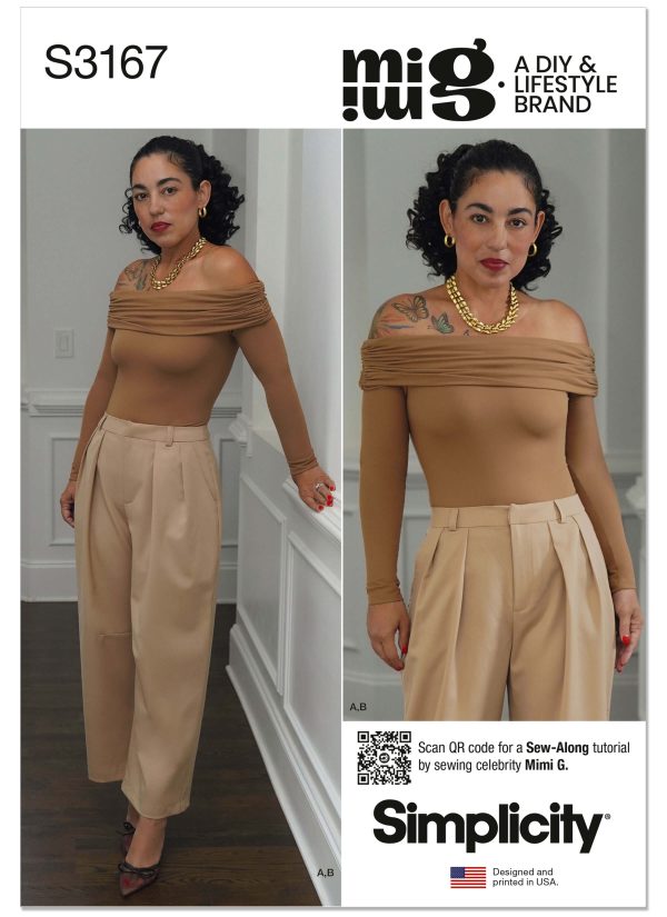 Simplicity Sewing Pattern S3167 Misses' Off The Shoulder Knit Top and Woven Trousers by Mimi G Style