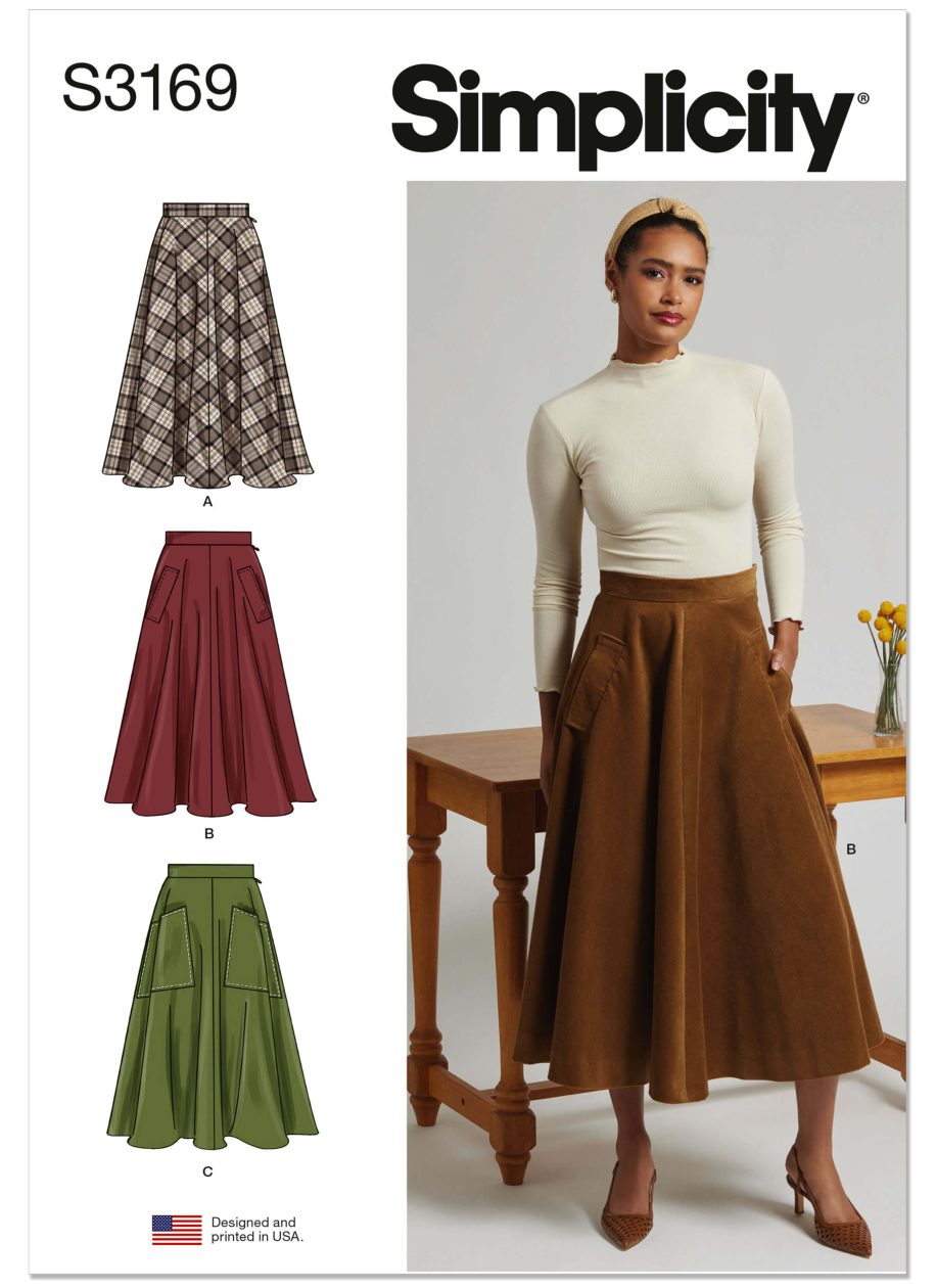 Simplicity Sewing Pattern S3169 Misses' and Women's Full Skirt with Pocket Variations