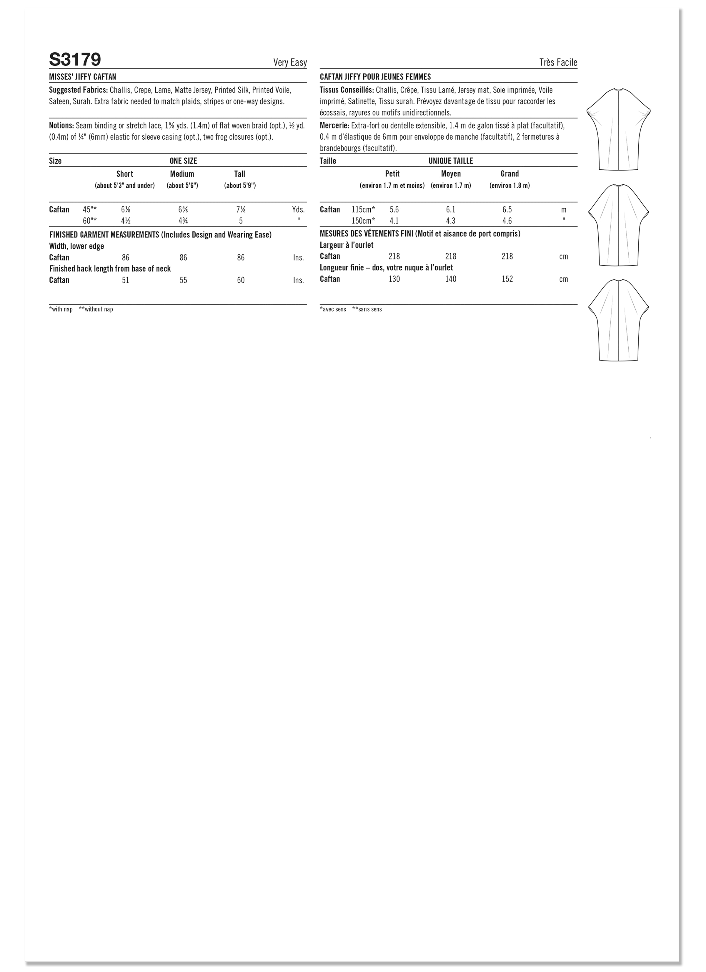 Simplicity Sewing Pattern S3179 Misses' Jiffy Caftan