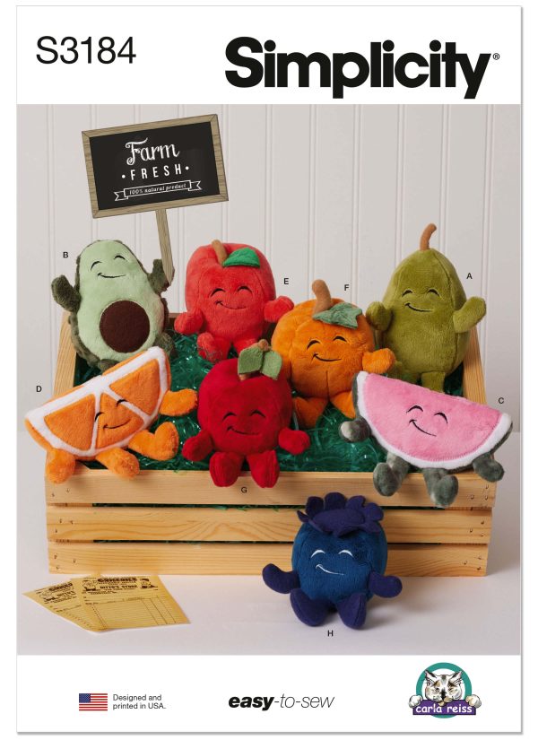 Simplicity Sewing Pattern S3184 Fruit Plushies