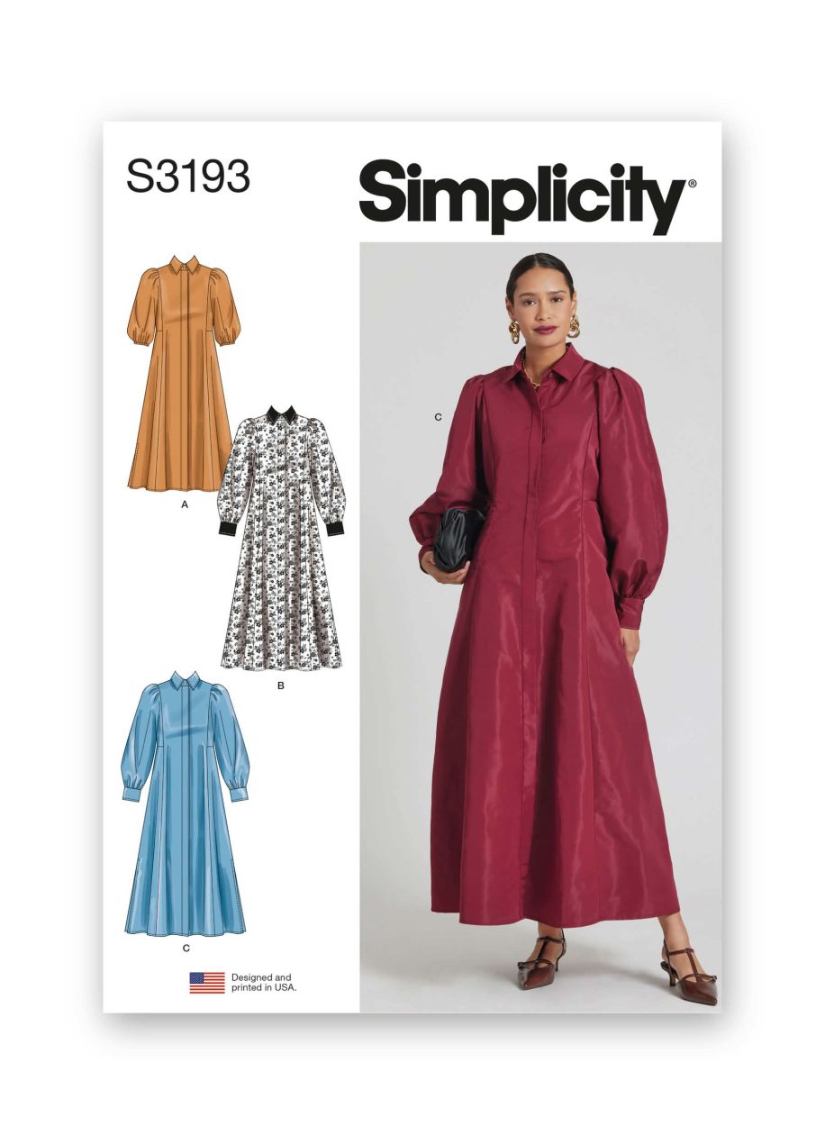 Simplicity Sewing Pattern S3193 Misses' Shirtdress with Sleeve and Length Variations