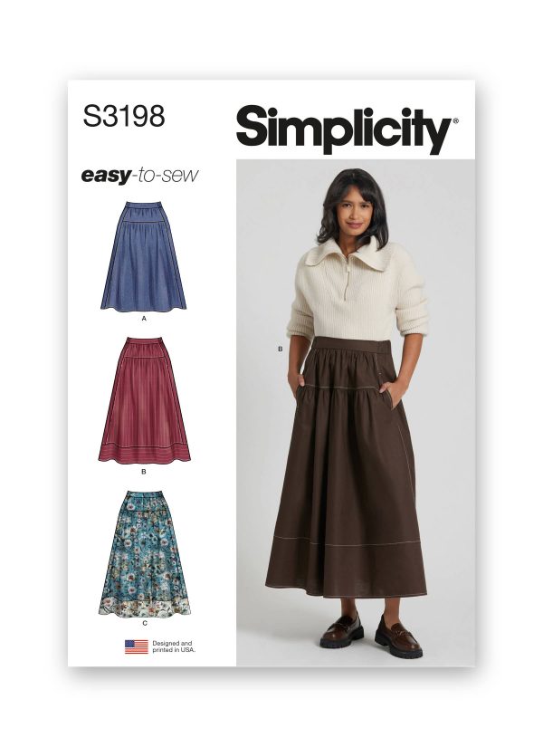 Simplicity Sewing Pattern S3198 Misses' Gathered Skirt in Two Lengths