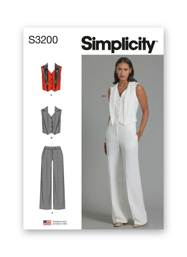 Simplicity Sewing Pattern S3200 Misses' Waistcoat and Trousers