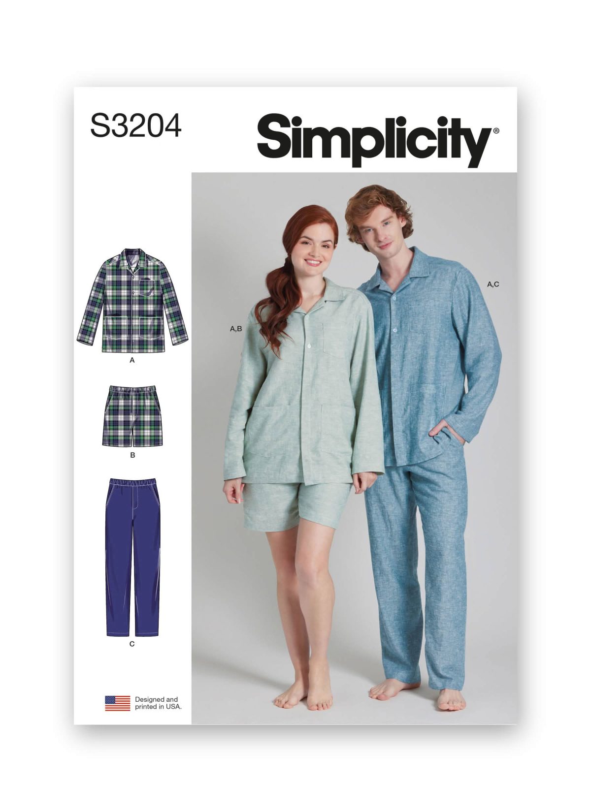 Simplicity Sewing Pattern S3204 Unisex Pyjamas