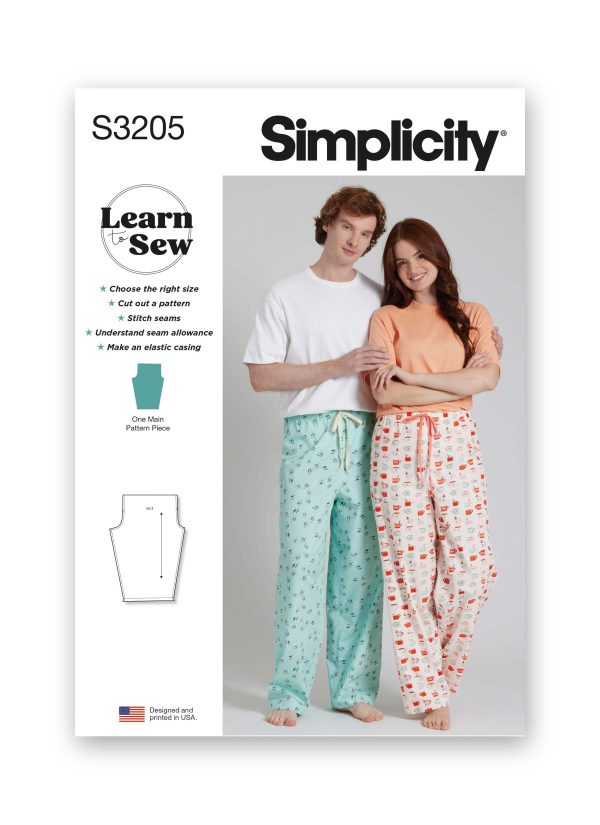 Simplicity Sewing Pattern S3205 Unisex Lounge Trousers