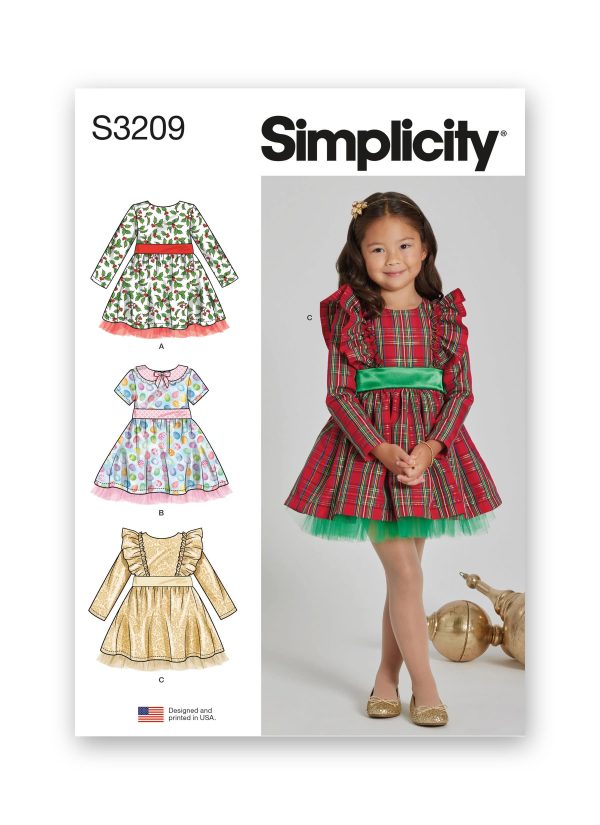 Simplicity Sewing Pattern S3209 Children's Dress with Sleeve Variations