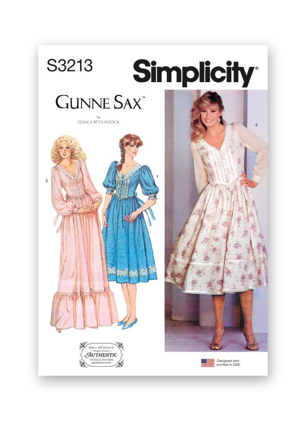 Simplicity Sewing Pattern S3213 Misses' Lace Trimmed Dress in Two Lengths by Gunne Sax by Jessica McClintock