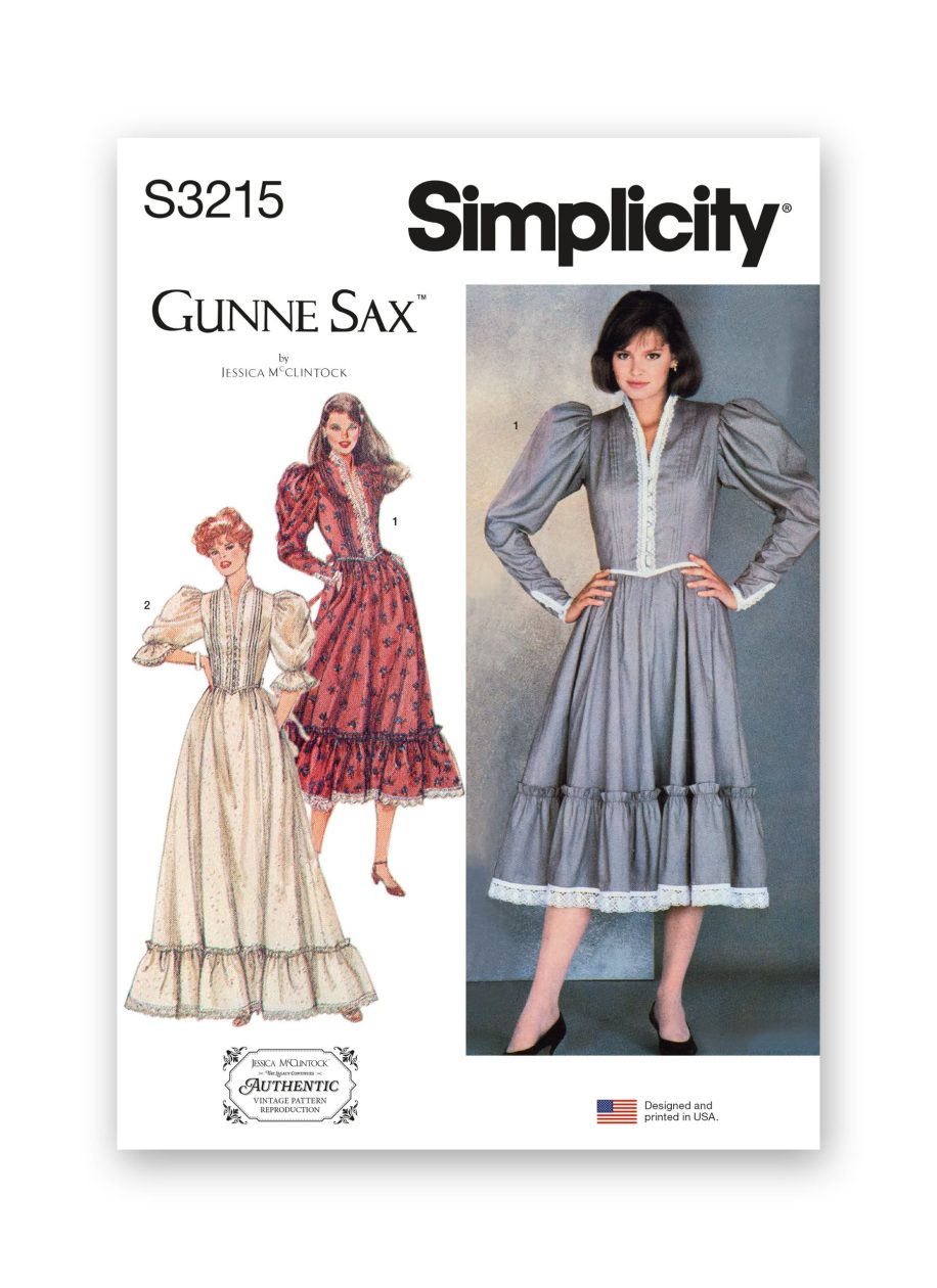 Simplicity Sewing Pattern S3215 Misses' and Miss Petite Fitted Dress in Two Lengths by Gunne Sax by Jessica McClintock