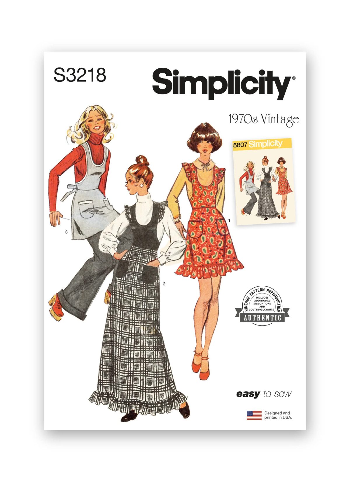 Simplicity Sewing Pattern S3218 Misses' Pinafore Dresses and Tunic