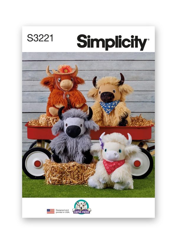 Simplicity Sewing Pattern S3221 Plush Highland Cows by Carla Reiss