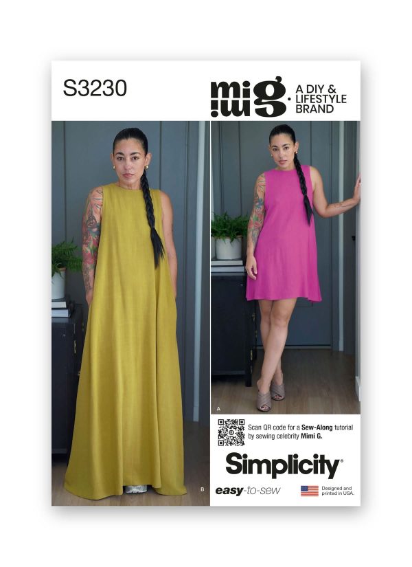 Simplicity Sewing Pattern S3230 Misses' Tent Dress in Two Lengths by Mimi G Style