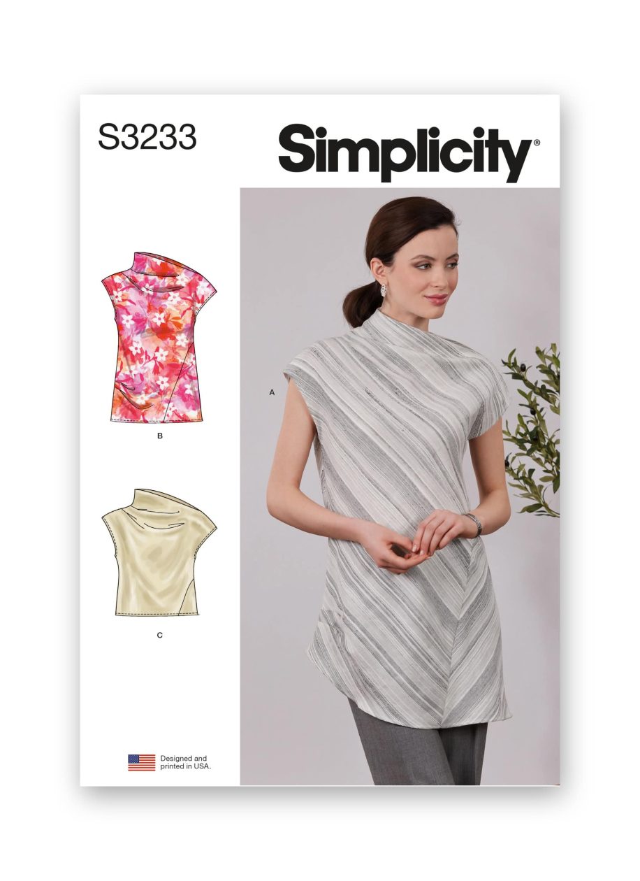 Simplicity Sewing Pattern S3233 Misses' Draped Top in Three Lengths