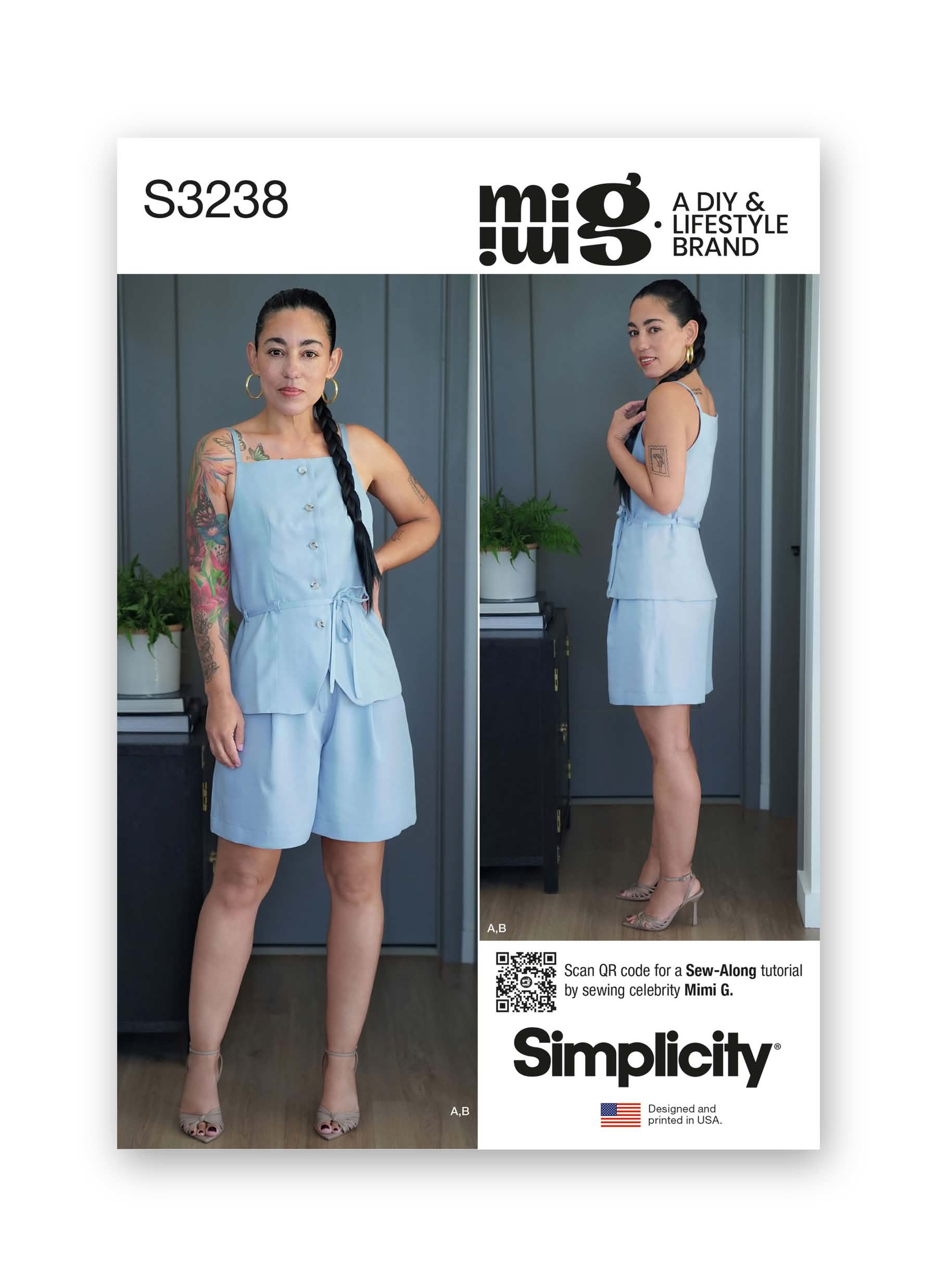 Simplicity Sewing Pattern S3238 Misses’ Vest Top and Shorts by Mimi G Style