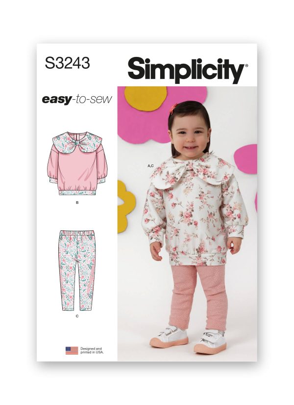 Simplicity Sewing Pattern S3243 Toddler's Knit Tops and Leggings