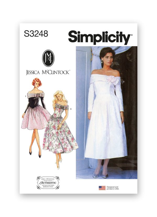 Simplicity Sewing Pattern S3248 Misses' and Miss Petite Dress in Two Lengths by Jessica McClintock