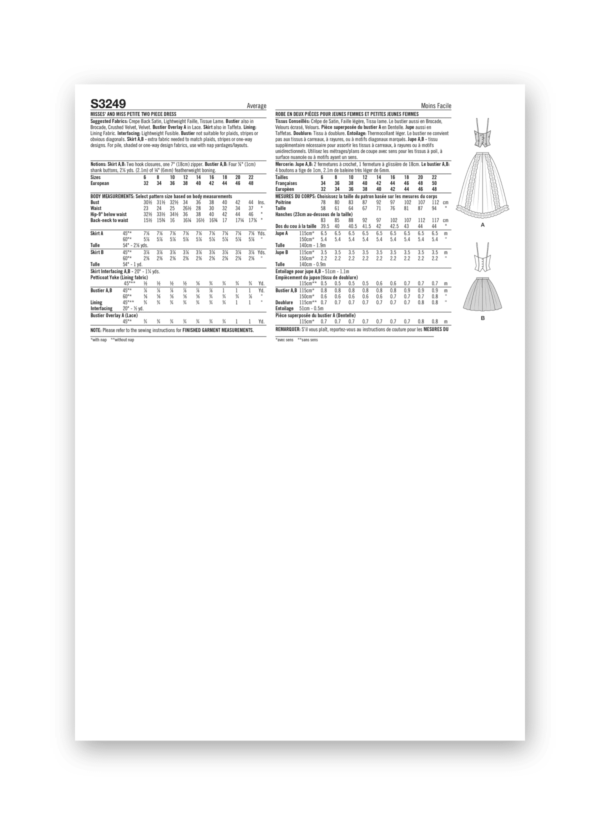 Simplicity Sewing Pattern S3249 Misses' and Miss Petite Two Piece Dress by Jessica McClintock