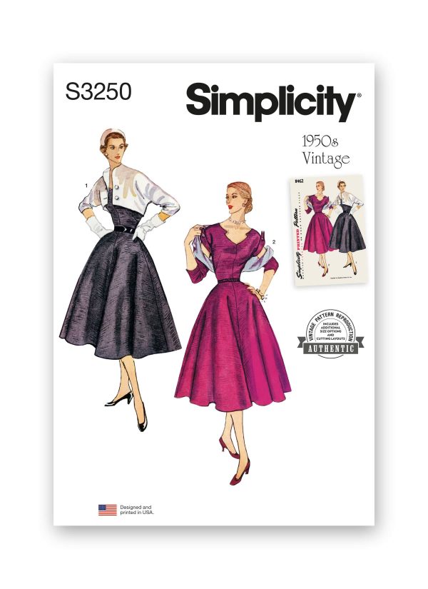 Simplicity Sewing Pattern S3250 Misses' Dress and Reversible Bolero