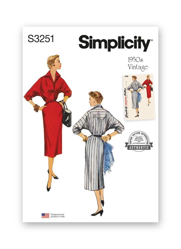 Simplicity Sewing Pattern S3251 Misses' Dolman Sleeve Dress