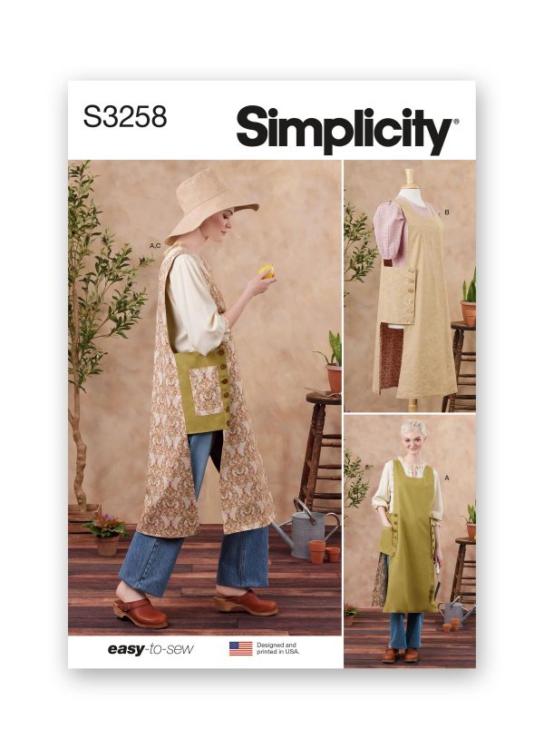 Simplicity Sewing Pattern S3258 Misses' Reversible Cobbler Apron and Hat in Three Sizes S, M and L