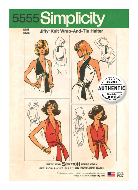 Simplicity Sewing Pattern 5555 Misses Vintage Jiffy Knit Wrap & Tie Top