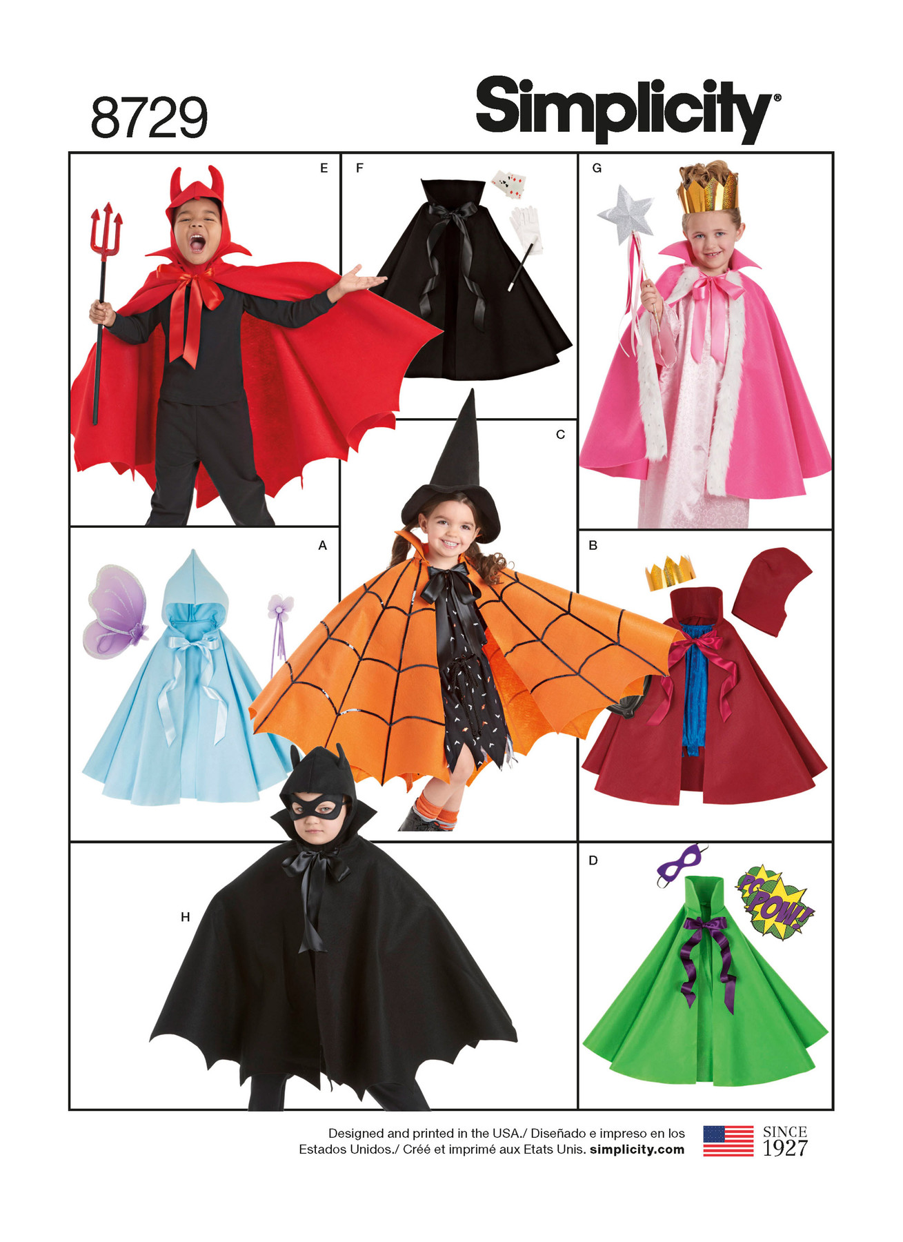 Simplicity Sewing Pattern 8729 Child's Cape Costumes
