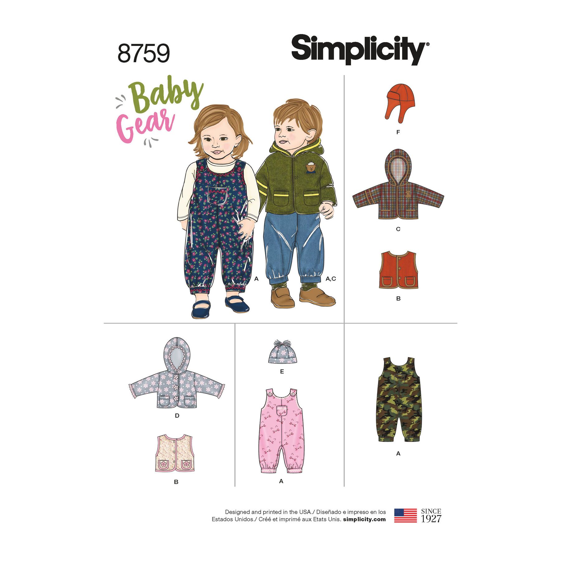 Simplicity Sewing Pattern 8759 Babies Sportswear