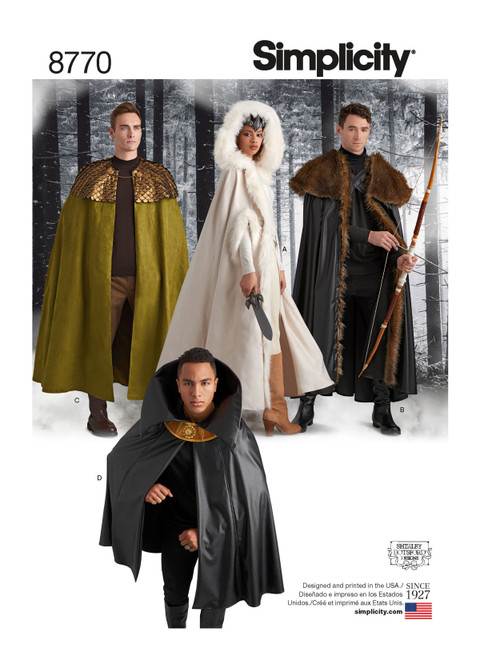 Simplicity Sewing Pattern 8770 Unisex Costume Capes