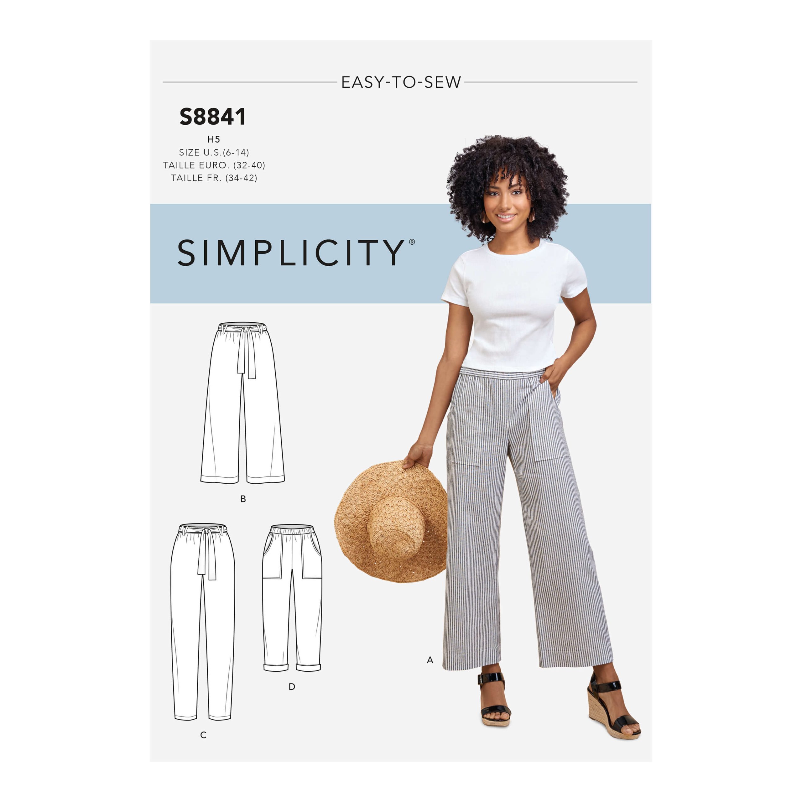 Simplicity Sewing Pattern S8841 Misses' Wide or Slim Leg Pull-on Pants