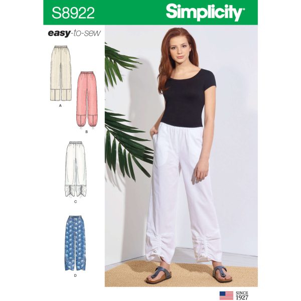Simplicity Sewing Pattern S8922 Misses' Pull-On Pants