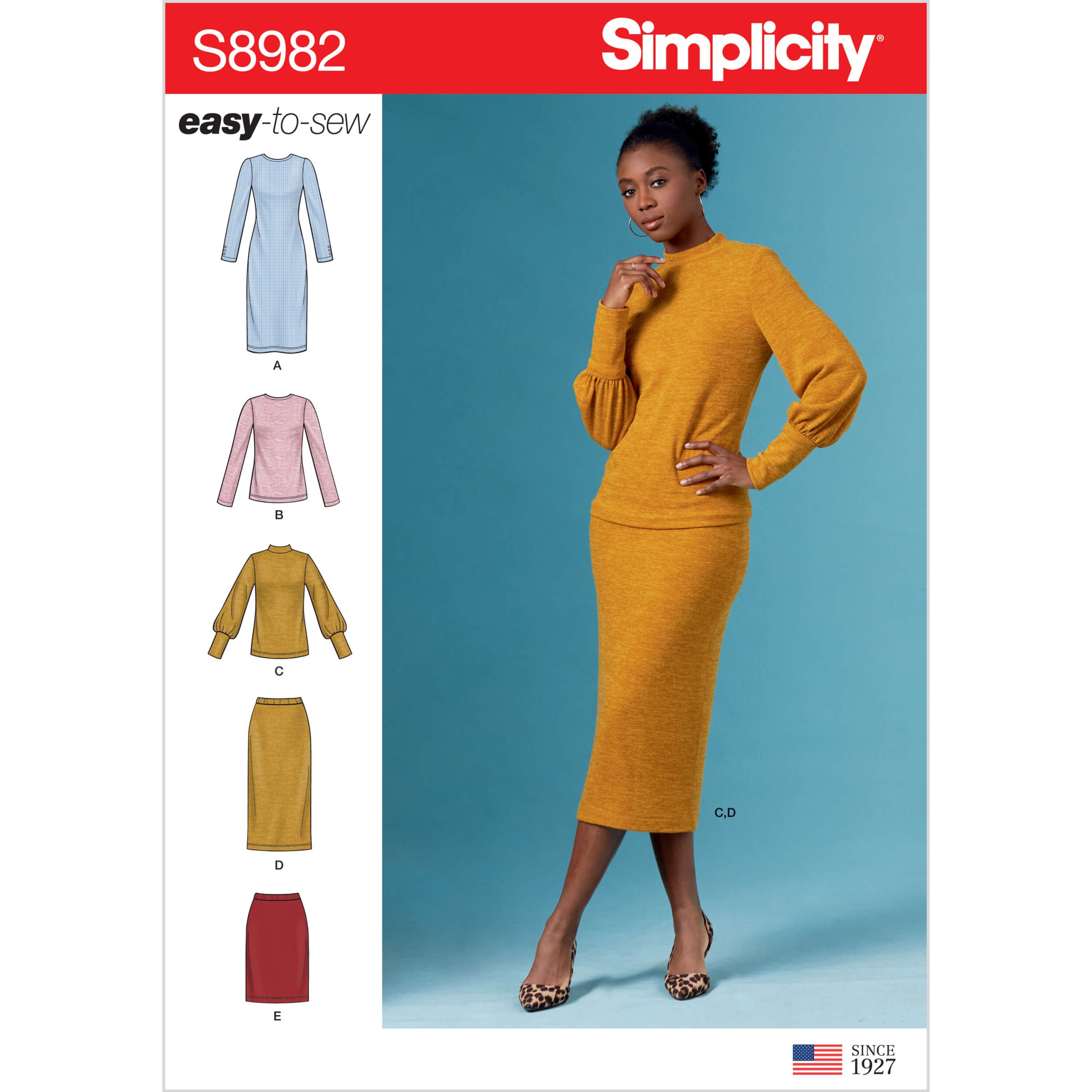 Simplicity Sewing Pattern S8982 Misses' Knit Two Piece Sweater Dress, Tops,  Skirts - Sewdirect