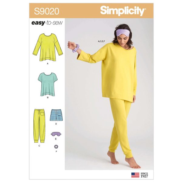 Simplicity Sewing Pattern S9020 Misses' Sleepwear Knit Tops, Trousers, Shorts & Accessories