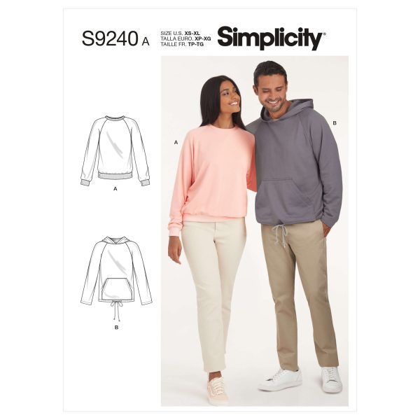 Simplicity Sewing Pattern S9240 Unisex Raglan Pullover Sweaters