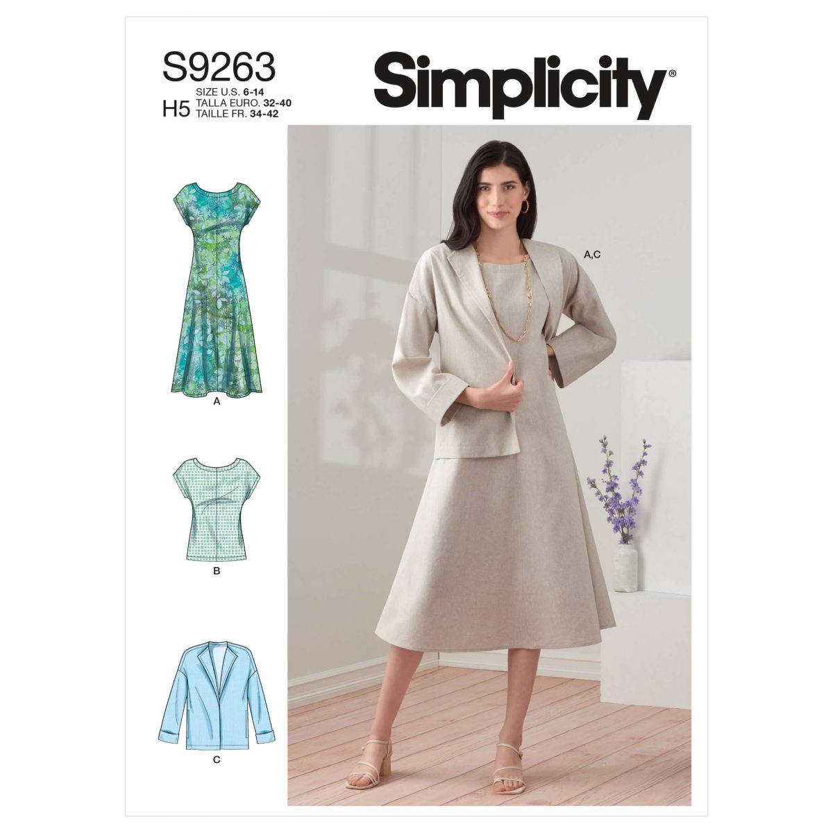 Simplicity Sewing Pattern S9263 Misses' Dress, Jacket and Top