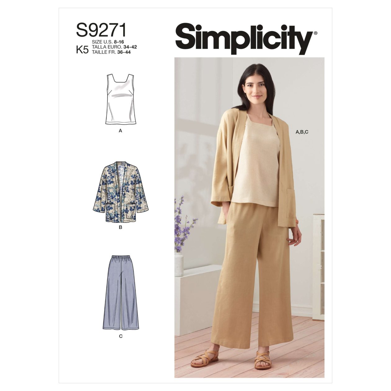 Simplicity Sewing Pattern S9271 Misses' Jacket, Top and Trousers