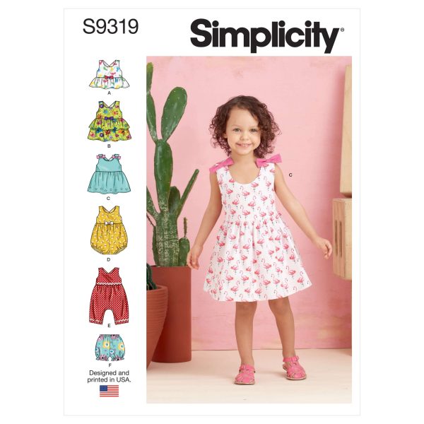 Simplicity Sewing Pattern S9319 Toddlers'  Top, Dresses, Rompers and Panties