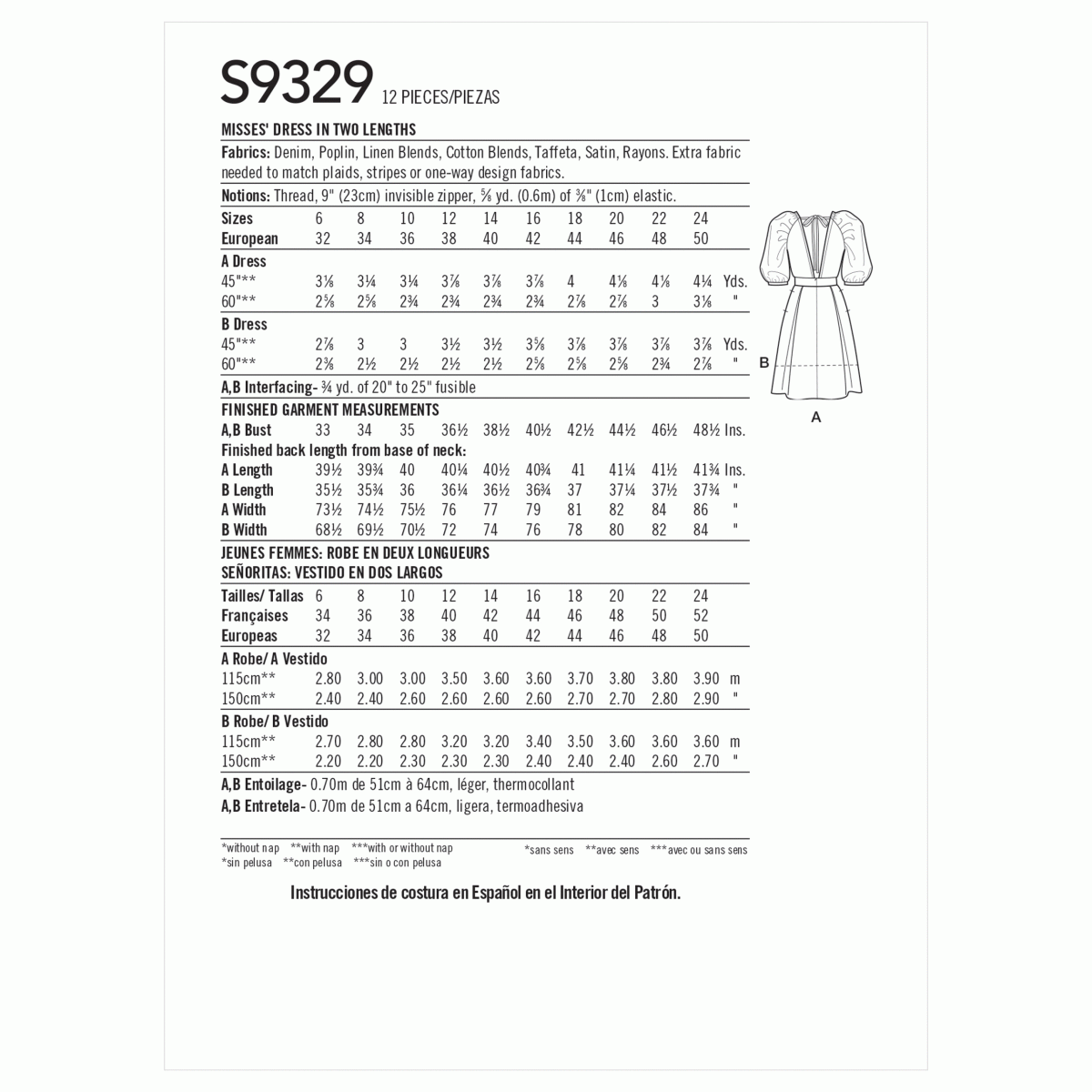 Simplicity Sewing Pattern S9329 Misses' Dress in Two Lengths Mimi G Style