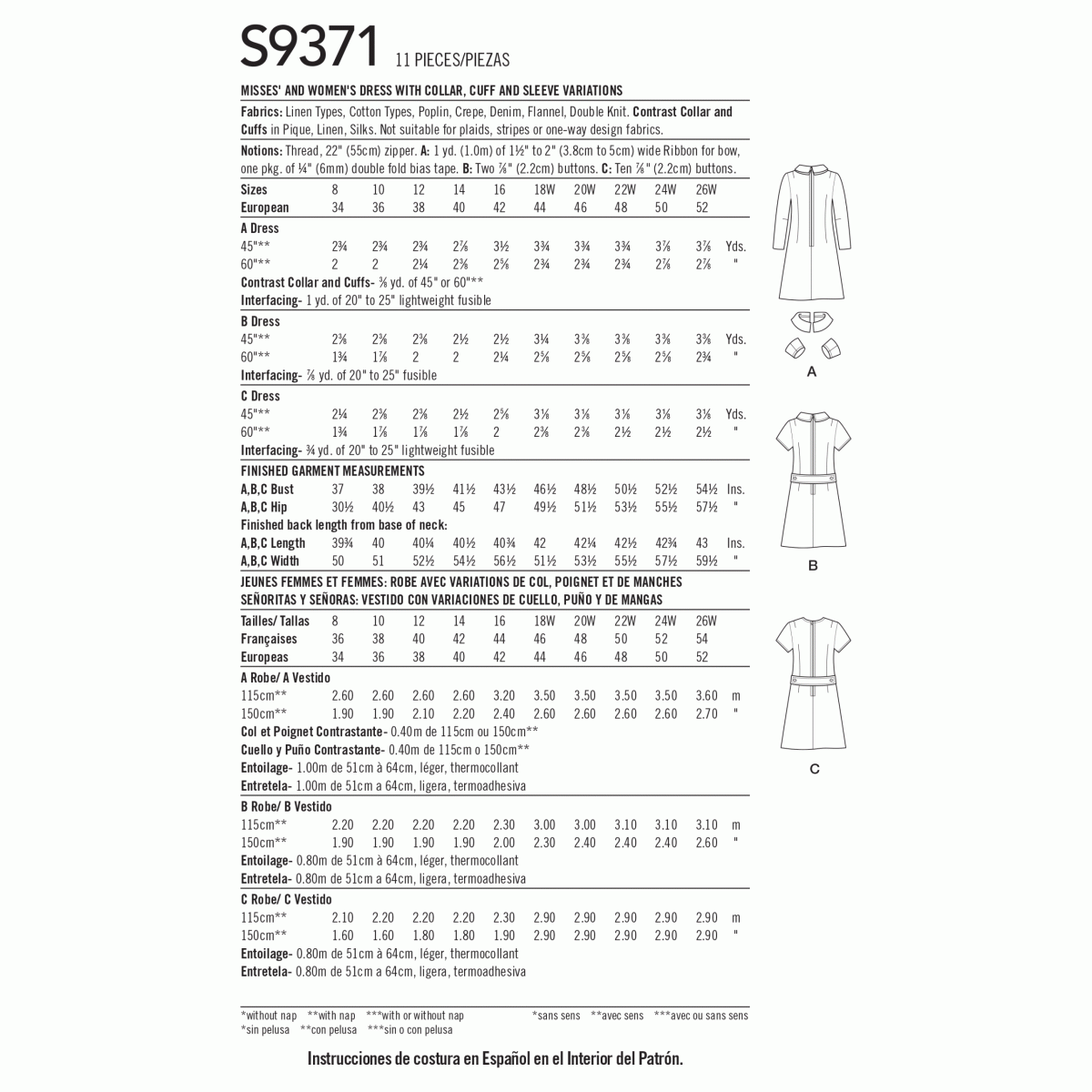 Simplicity Sewing Pattern S9371 Misses' and Women's Dress with