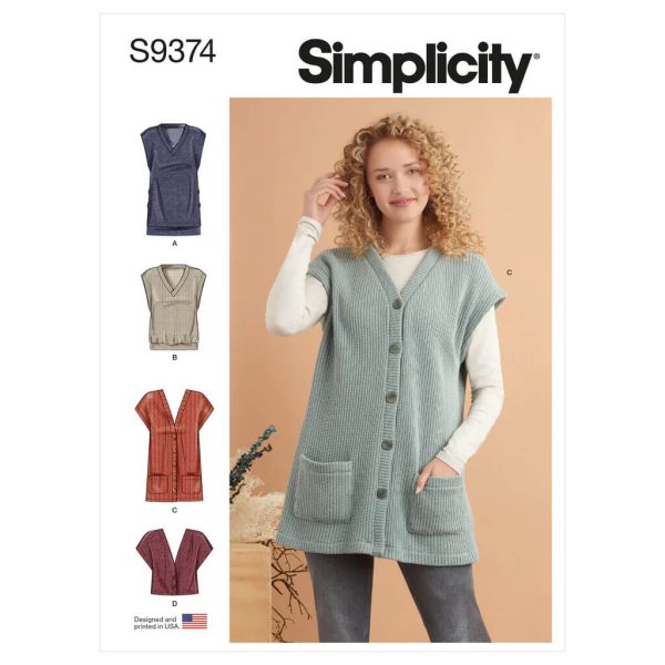 Simplicity Sewing Pattern S9374 Misses' Knit Waistcoats