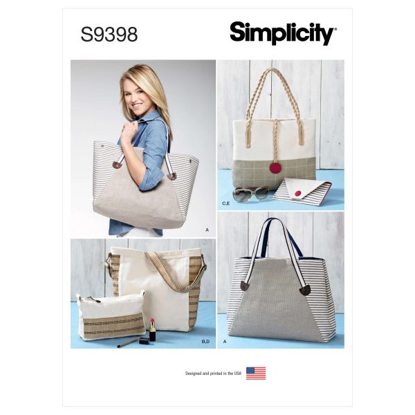 Simplicity Sewing Pattern S9398 Assorted Tote Bag, Bag and Clutch