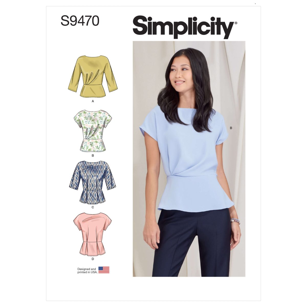 Simplicity Sewing Pattern S9470 Misses' Peplum Tops