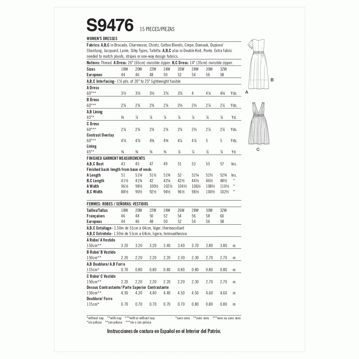 Simplicity Sewing Pattern S9476 Women's Dresses