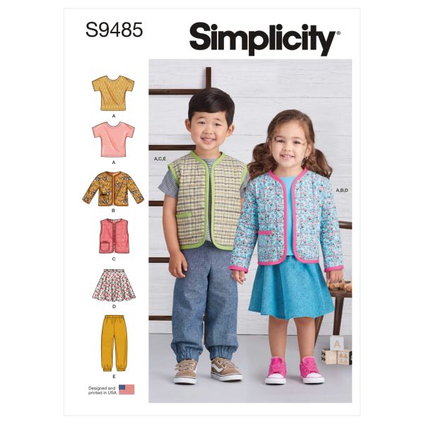 Simplicity Sewing Pattern S9485 Toddlers' Jacket, Top, Skirt and Trousers
