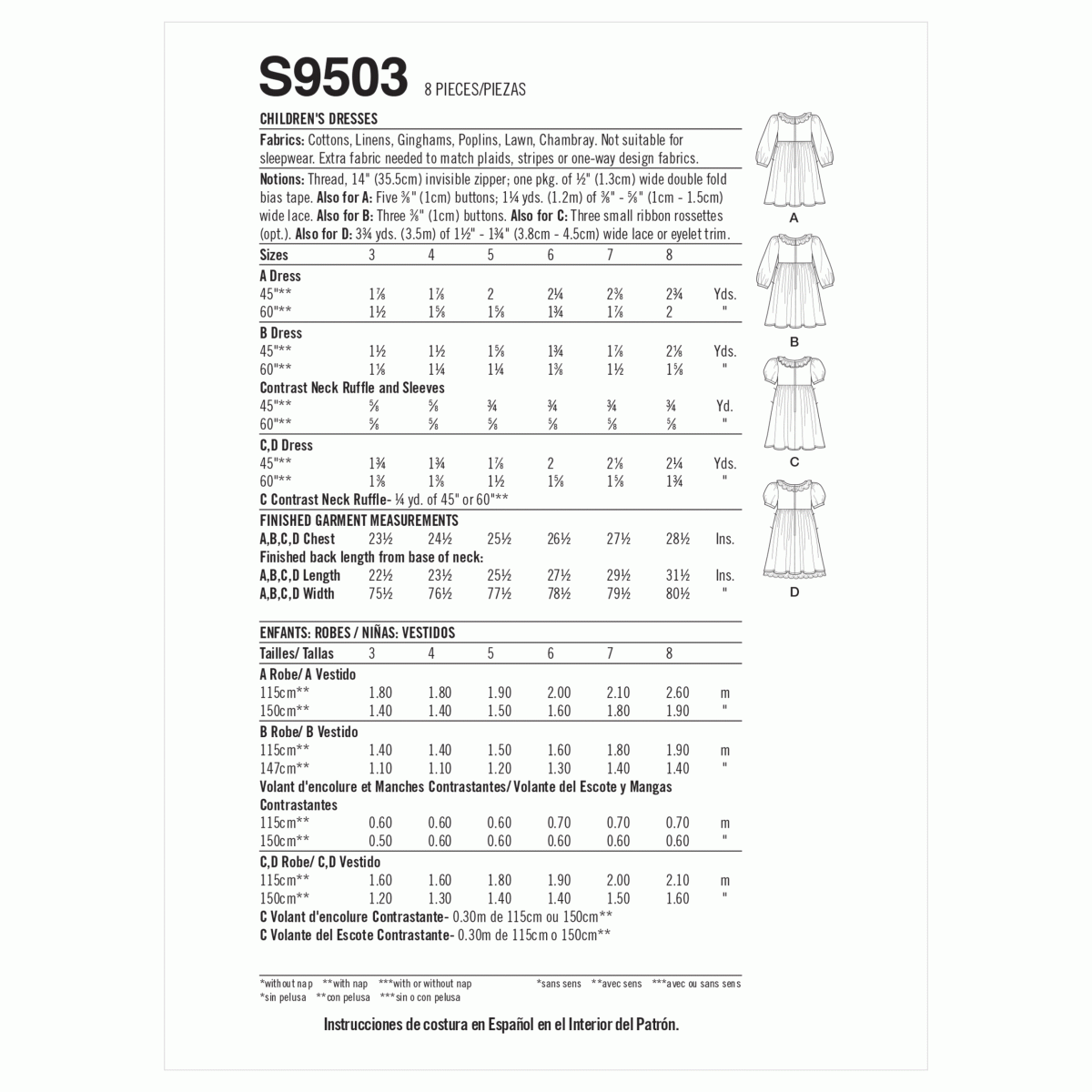 Simplicity Sewing Pattern S9503 Children's Dresses