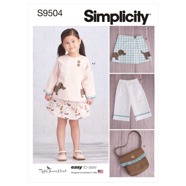 Simplicity Sewing Pattern S9504 Children's Jacket, Skirt, Cropped Trousers and Bag