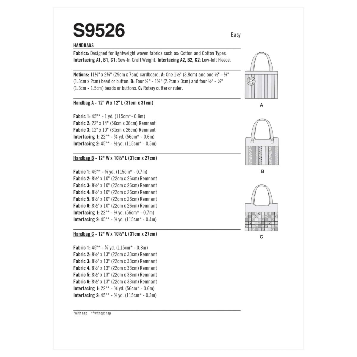 Simplicity Sewing Pattern S9526 Handbags