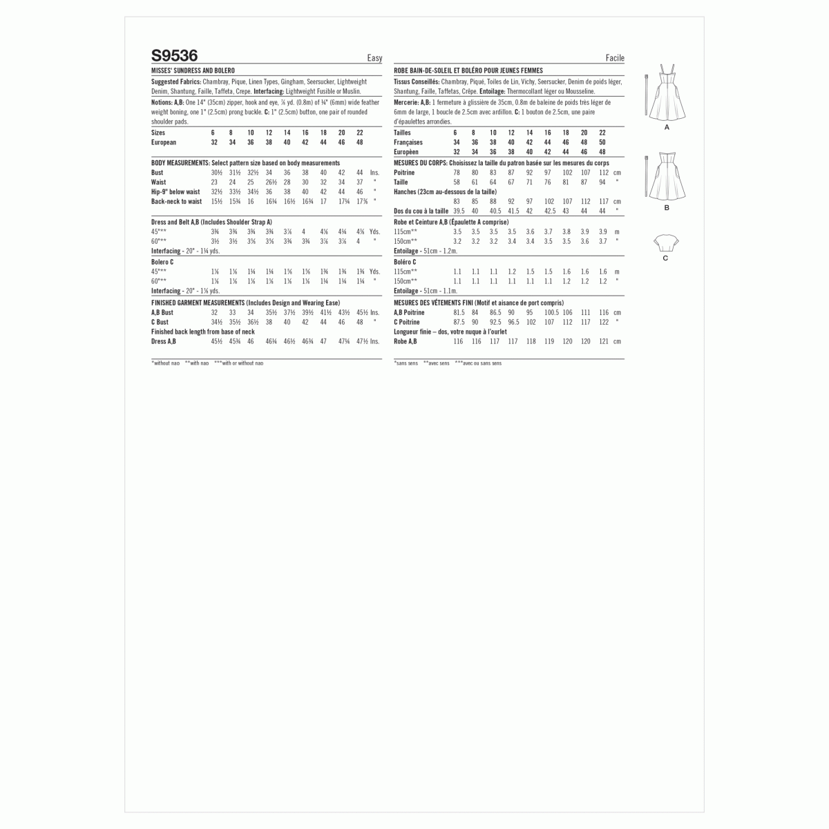 Simplicity Sewing Pattern S9536 Misses' Sundress and Bolero