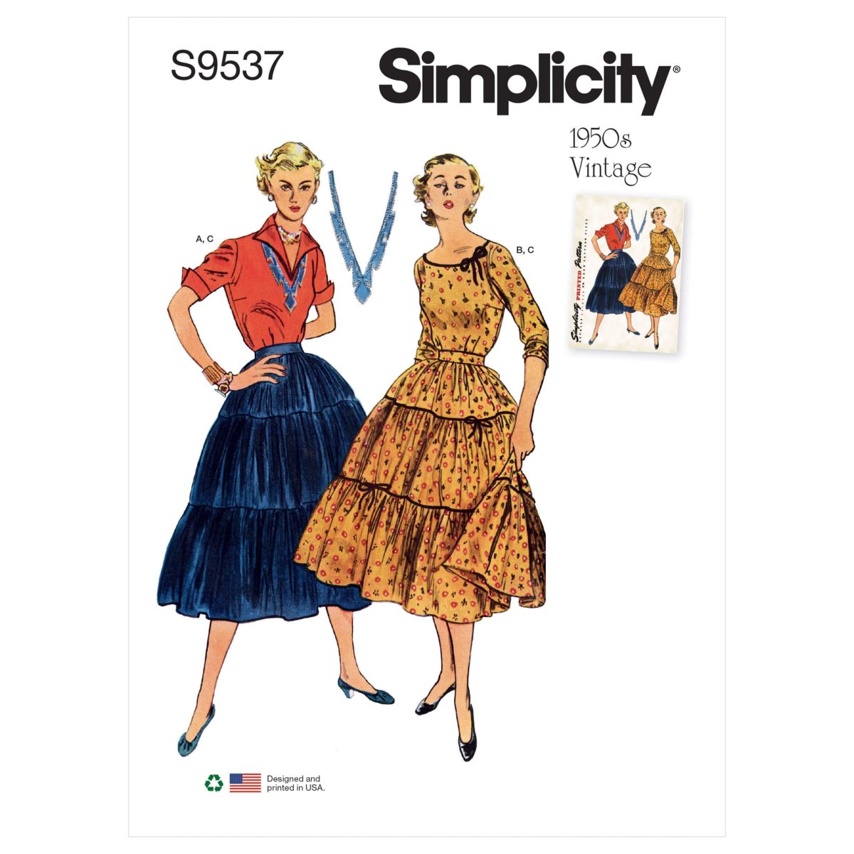 Simplicity Sewing Pattern S9537 Misses' Blouses and Skirt